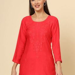 HERE&NOW Floral Embroidered Thread Work Thread Work Kurti-image-95