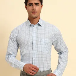 Cantabil Blue Regular Fit Checked Formal Shirt-picture-16