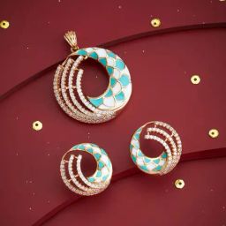 Kushal's Fashion Jewellery White Gold Polished Zircon Pendant & Earrings for Women-picture-23