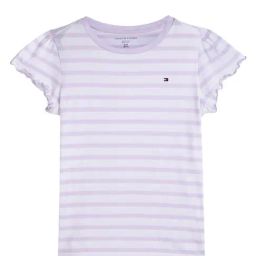Tommy Hilfiger Girls Purple Striped Round Neck T-Shirt-image-14