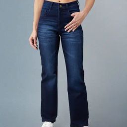 Miss Chase Blue Flared Fit Mid Rise Stretchable Jeans-picture-8