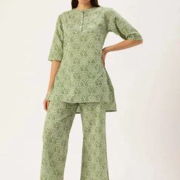 Clt.S Green Cotton Regular Fit Printed Pyjamas Set-17