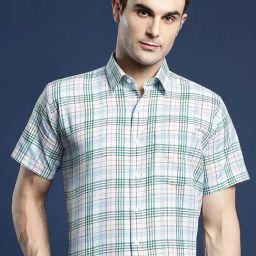 Hancock White Cotton Slim Fit Checks Shirts-picture-42