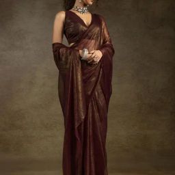 Saree Mall Purple Chiffon Embellished Saree with Blouse Piece-picture-20