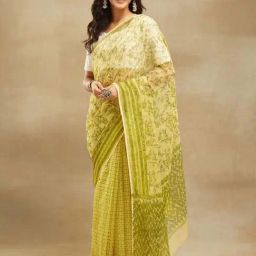 Fabindia Yellow Printed Saree-picture-27