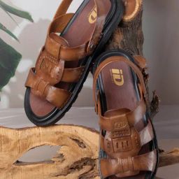 ID Men Tan Back Strap Sandals-image-0