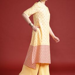 Anouk Printed High-Low Kurta with Pleated Palazzos-picture-40