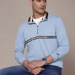 Nautica Striped Mock Collar Sweatshirt-image-2