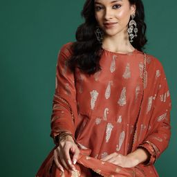 Sangria Paisley Printed Empire Gotta Patti Kurta with Sharara & Dupatta-picture-13