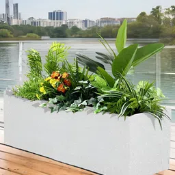 Go Hooked White Durable Rectangular Curve Planter-60