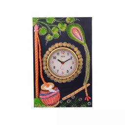eCraftIndia KWC530 Wooden Papier Mache Matki Design Artistic Handcrafted Wall Clock-image-80