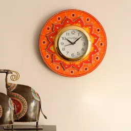 eCraftIndia KWC580 Crystal Studded Floral Shape Wooden Handcrafted Wall Clock-image-6