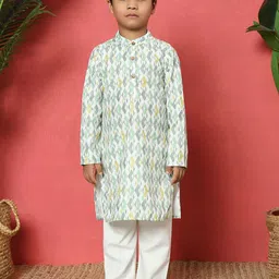 Readiprint Fashions Boys Geometric Embroidered Pure Cotton Straight Kurta with Pyjamas-47