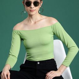 DressBerry Ribbed Off-Shoulder Bardot Top-image-96