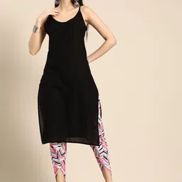 Sangria Women Black Pure Cotton Top with Salwar-image-60
