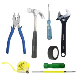 FADMAN Hand Tool Kit Plier, Claw Hammer, Wrench, Measuring Tape, Screwdriver, Tester, Tape, (Pack of 7)-40