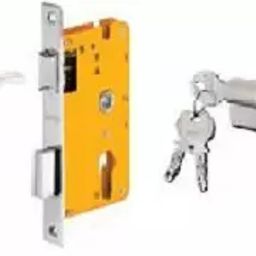 Dorset 70 mm Lever Handle Lock Set With Both Side Key Cylinder Silver Chrome ML FIN-picture-9