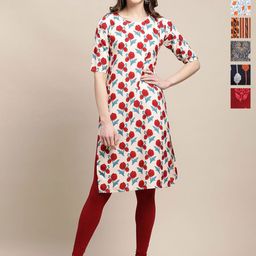 7Threads Selection Of 6 Floral Printed Round Neck Straight Kurta-image-68