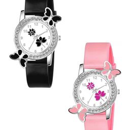 CSAMON Women Pack of 2 Printed Dial & Straps Analogue Watch 328 BLK315 PINK 315PUR-image-72