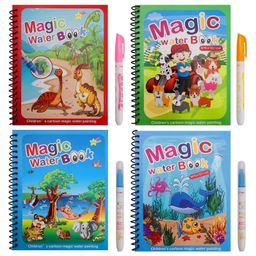 REZNOR Quick Dry Re Usable Magic Coloring Water Book with Magic Pen Pack of 4- English-23