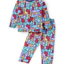 Babyhug Cotton KnitFull Sleeves Night Suit with House Print - Multicolour-image-80