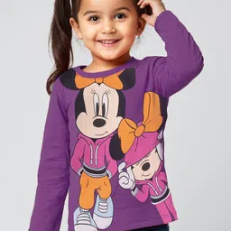 Babyhug Disney Single Jersey Knit Full Sleeves T-Shirt With Minnie Mouse Graphics - Purple-picture-12