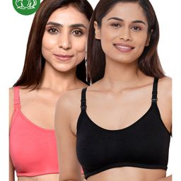 Inner Sense Organic Cotton Pack Of 2 Solid Antimicrobial Soft Feeding Bras - Multi Colour-image-83