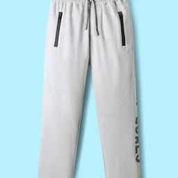 Pine Kids Cotton Knit Full Length Lounge Pants With New Goals Text Print - Grey-image-32