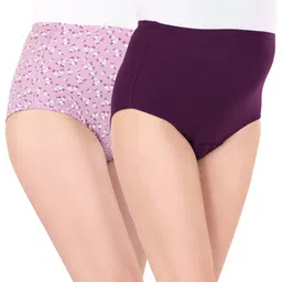 Bella Mama Cotton Elastane High Coverage Panties Pack of 2 (Color & Print May Vary)-picture-38