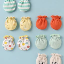 Ben Benny Interlock Knit Mittens with Stripe Animal & Space Theme Print Pack of 6 - Multicolor-image-90