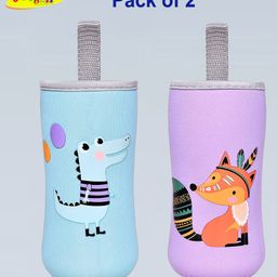 Joy Buzz Adjustable Reusable Baby Feeding Bottle Cover Sleeves Suitable For 120ml 150ml 180ml 200 ml Slim Neck Feeding Milk/Water Glass Feeder Bottles-(Pack of 2)-Blue, Purple-12