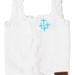 The Original Knit Sleeveless Flower Embroidered & Self Designed Vest - White-picture-23