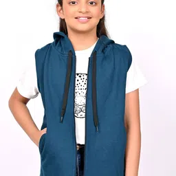 BAESD Girls Solid Hooded Lightweight Fleece Open Front Jacket-image-48