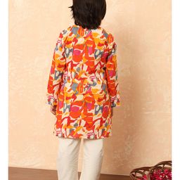 READIPRINT Full Sleeves Abstract Design Printed Kurta & Pyjama Set - Orange image 3