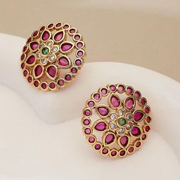 Fabindia Artificial Stones Studded Circular Shaped Studs-picture-41