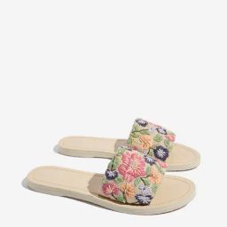 LUNA BLU by Westside Multicolour Floral Embroidered Raffia Slides-3