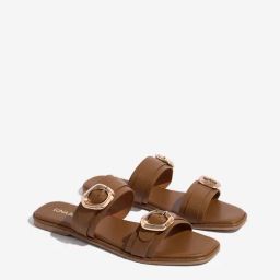 LUNA BLU by Westside Tan Dual-Strap Slip-On Sandals-image-29