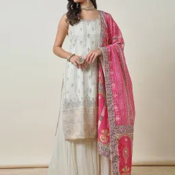 Soch Off White Embellished Kurta With Palazzo & Dupatta-picture-13