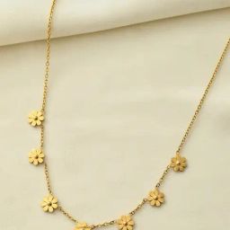 Voylla Gold Sparkling Elegance Blossom Charm Princess Necklace-picture-29