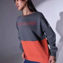 Hubberholme Grey & Rust Cotton Graphic Print Sweatshirt image 3