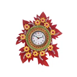 eCraftIndia KWC604 Leaf Shape Artistic Papier-Mache Wooden Handcrafted Wall Clock-image-65