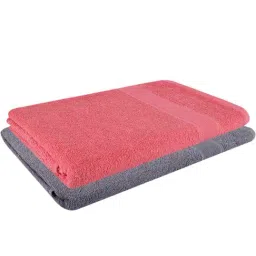 Dollar Stone Grey & Pink 400 GSM 100% Cotton Bath Towels - Set of 2-image-68
