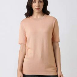 Van Heusen Peach Regular Fit T-Shirt-image-6