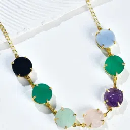 Voylla Gold Voyage Color Splash Vogue Choker Necklace-picture-35