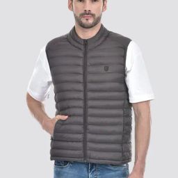 Numero Uno Grey Nylon Regular Fit Jacket-image-55
