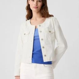GAP White Relaxed Fit Solid Jacket-image-47