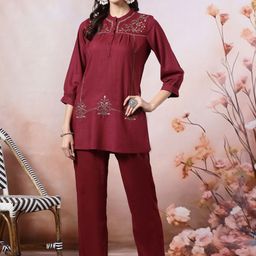 Nayam By Lakshita Embroidered Tunic With Palazzo Co-ord Set-picture-6