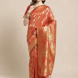 Readiprint Fashions Red Woven Saree With Blouse-image-46