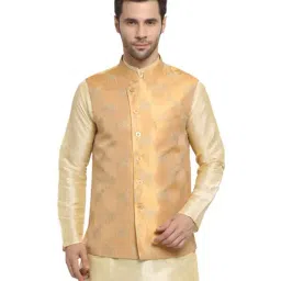 NEUDIS Brown Sleeveless Regular Fit Nehru Jacket-17