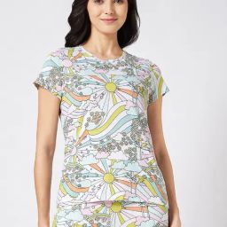 Dreamz By Pantaloons White Cotton Comfort Fit Print Sleepwear robes-image-99